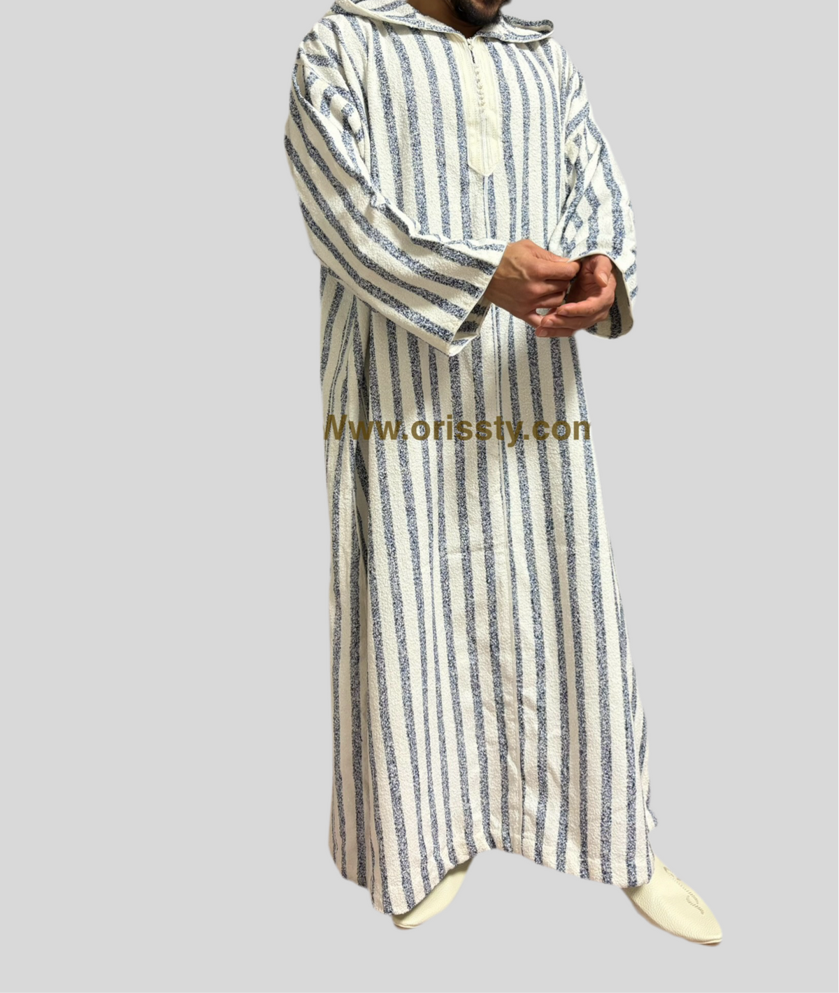 Djellaba / Winterjas wit blauw
