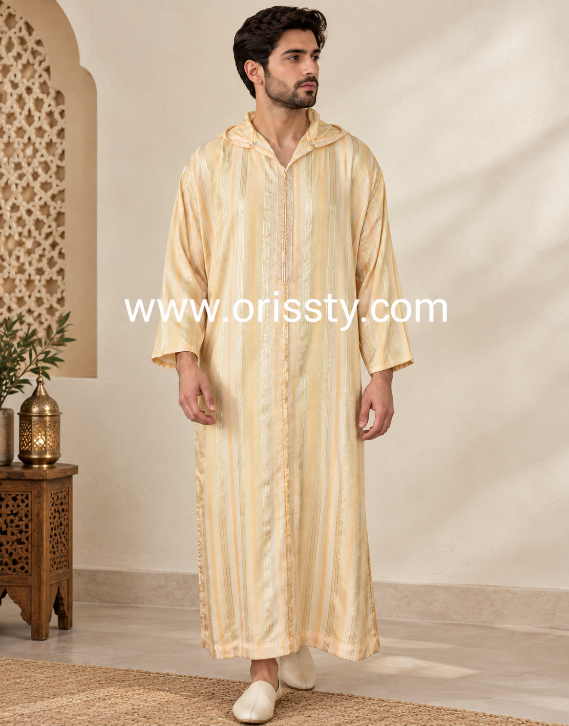 Gestreept beige Djellaba