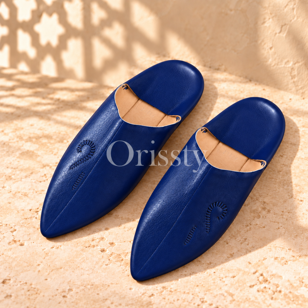 Lederen Royal Blauw Babouches