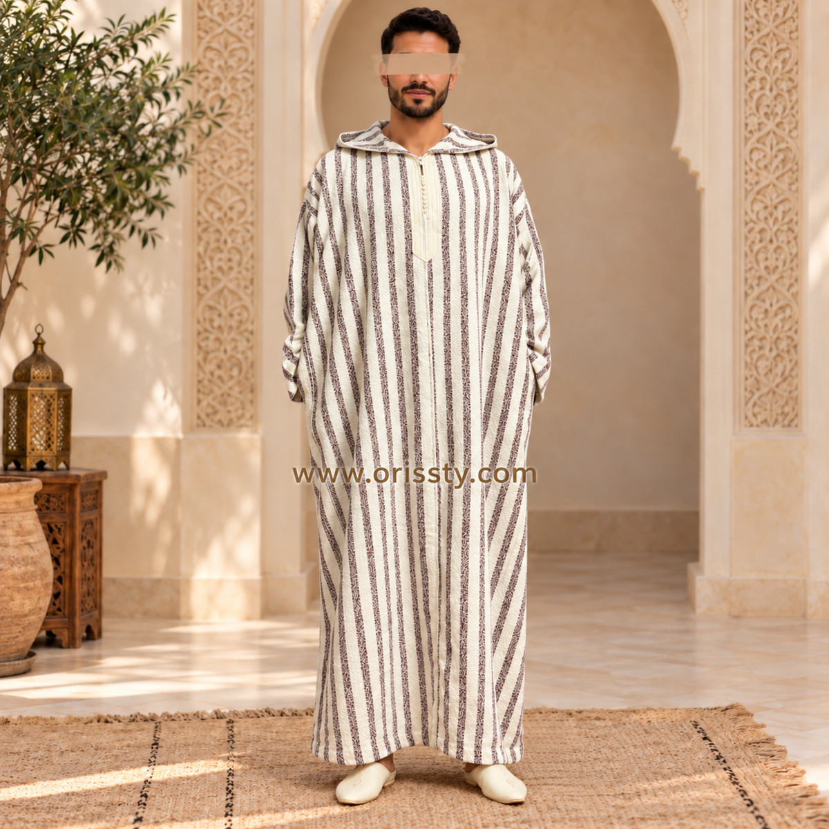 Djellaba / Winterjas Witte Brauwn